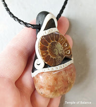 Load image into Gallery viewer, Pendant - Sunstone + Ammonite