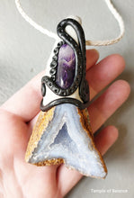 Load image into Gallery viewer, Pendant - Blue Lace Agate + Amethyst