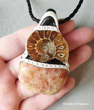 Load image into Gallery viewer, Pendant - Sunstone + Ammonite
