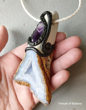 Load image into Gallery viewer, Pendant - Blue Lace Agate + Amethyst

