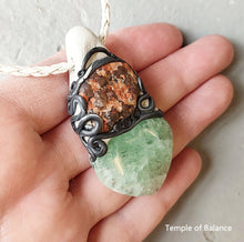 Load image into Gallery viewer, Pendant - Green Fluorite + granite / pink feldspar

