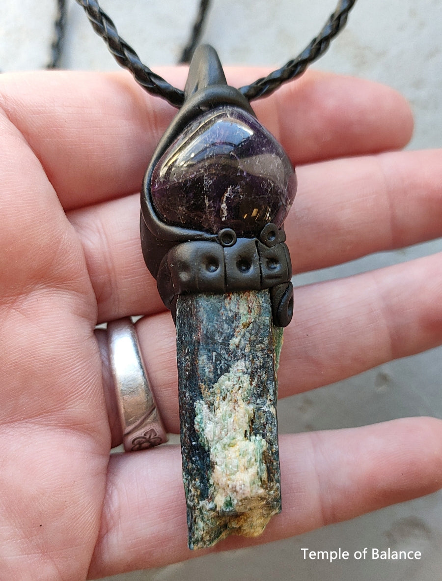 Pendant - Kyanite Fuschite with Amethyst