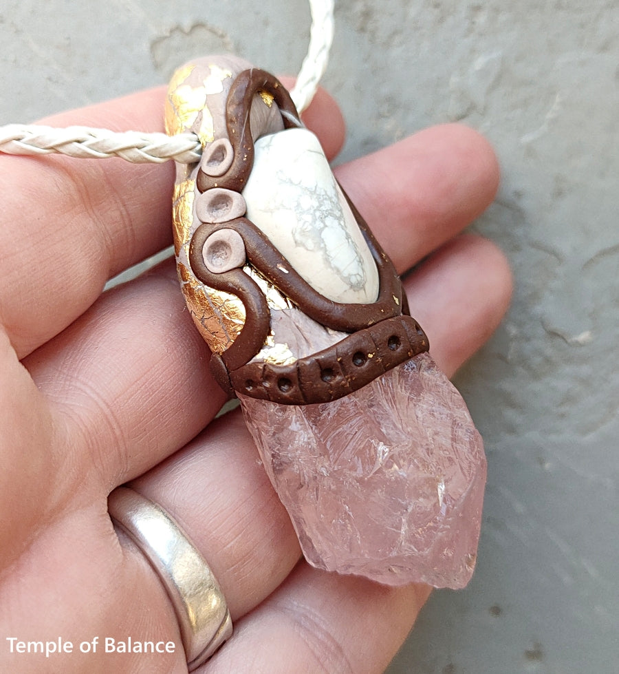 Pendant - Rose Quartz with howlite