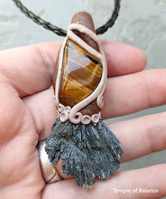 Load image into Gallery viewer, Pendant - Black Kyanite with Tiger&#39;s Eye
