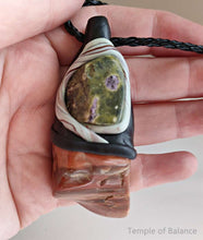 Load image into Gallery viewer, Pendant - Petrified Wood &amp; Serpentine / stitchtite
