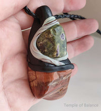 Load image into Gallery viewer, Pendant - Petrified Wood &amp; Serpentine / stitchtite
