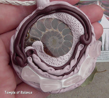 Load image into Gallery viewer, Pendant - AMMONITE with Rose quartz
